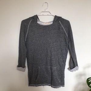 Grey Distressed Woven Hoodie